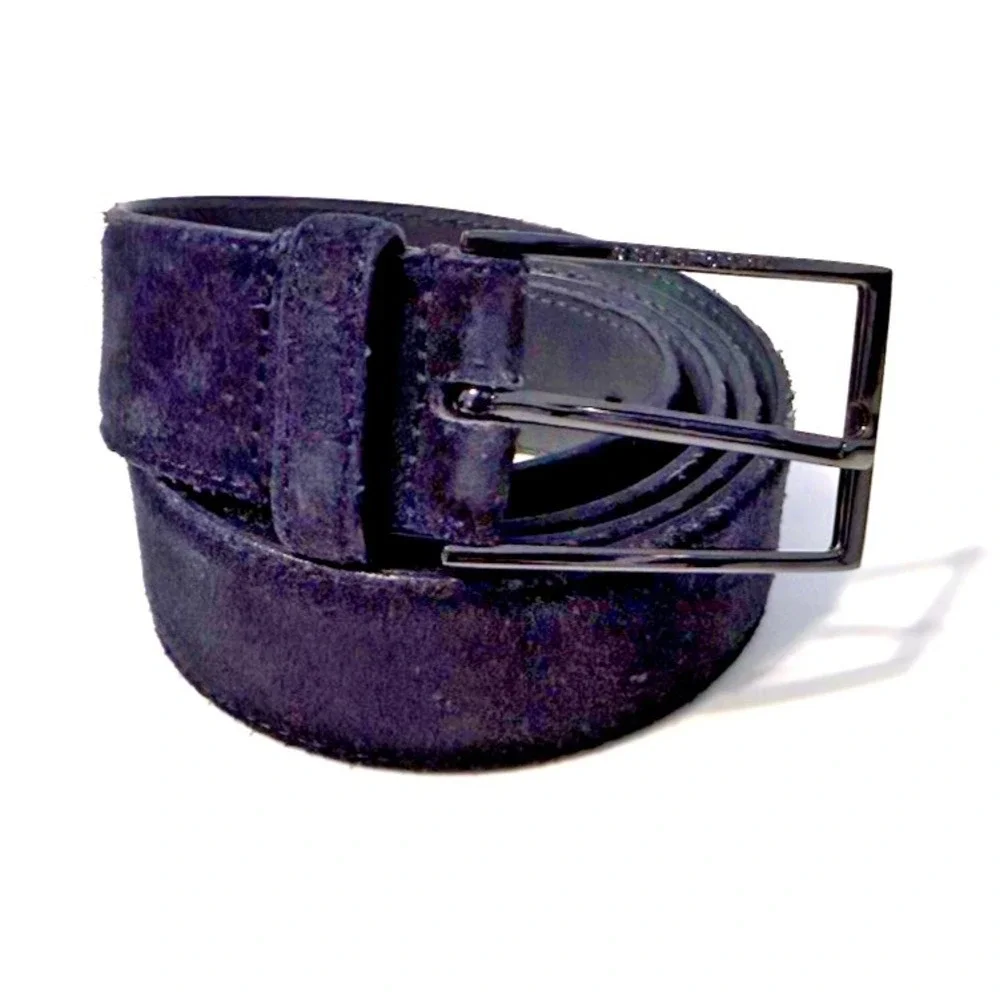 Hugo Boss Men's Genuine Blue Leather Belt Pin Buckle